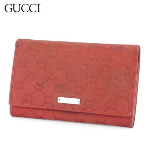 Gucci long Wallet zipper GG canvas red leather - Picture 1 of 6